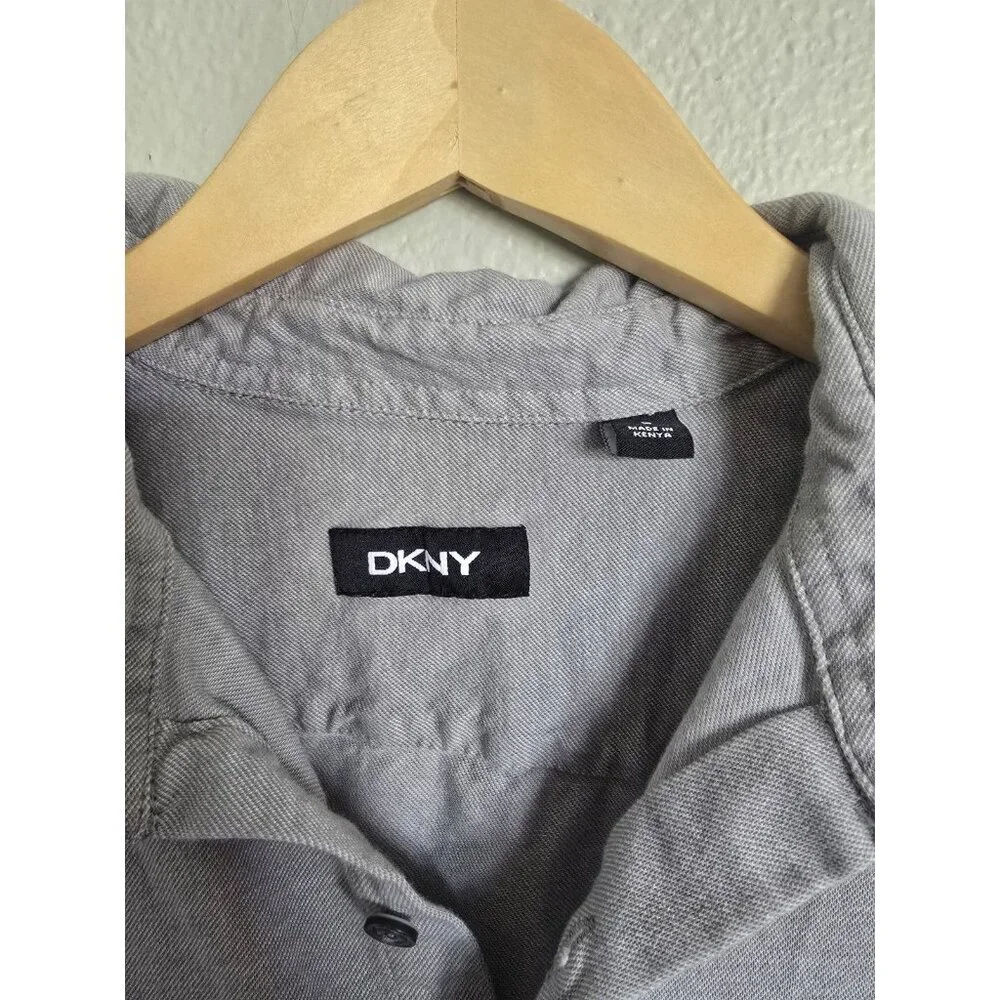 DKNY Gray Long Sleeve Button Down Shirt Casual Menswear - Picture 5 of 14
